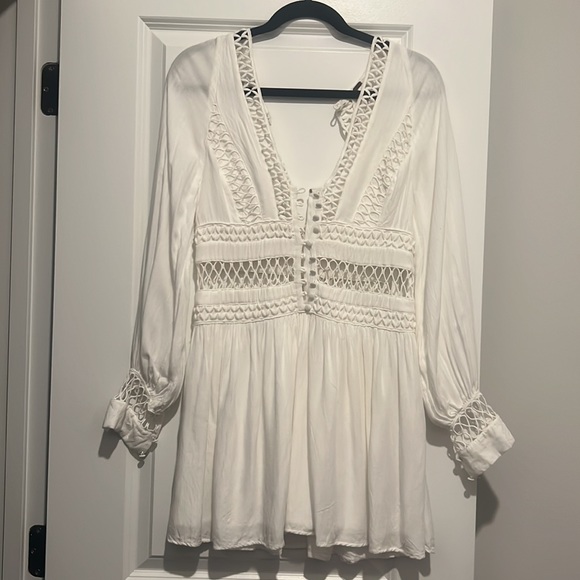Free People Think I Love You Crochet Macrame Dress Long Sleeve Boho Revolve - Picture 3 of 4